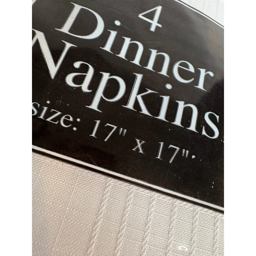Vintage Style White Dinner Napkins Set of 12‎ New Old Stock 17x17 Table Linens